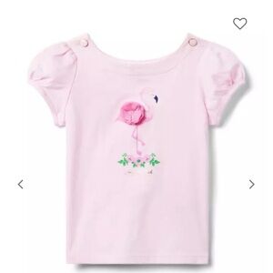 Janie & Jack Pink Flamingo Puff-Sleeve Tee – Girls Size size 5